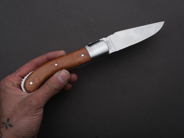 Fontenille Pataud - Folding Knife - Laguiole Sport - Lock Back - 14C28N Swedish Stainless - 13cm - Briarwood Handle - Leather Sheath