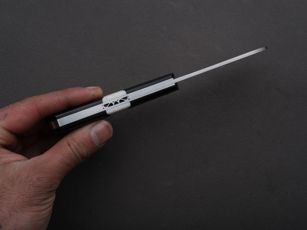 Fontenille Pataud - Folding Knife - London - Slip Joint - 14C28N Stainless - 9cm - Black Horn - Leather Sleeve