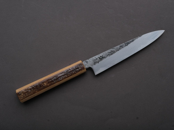HADO - Sumi - Blue #1 - Damascus Kurouchi - 150mm Petty - Oak and Cherry Bark Handle