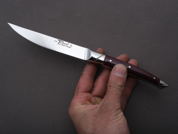 Goyon Chazeau - Le Thiers Avantage - Steak/Table Knives - Eggplant Acrylic Handle - Set of 6
