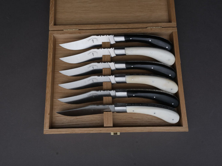 Fontenille Pataud - Steak/Table Knives - Le Capuchadou - Cow Bone + Buffalo Horn Handles - Set of 6