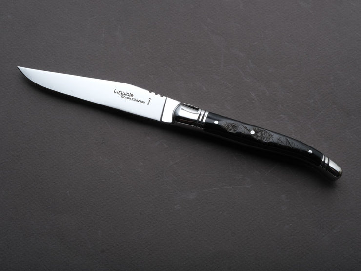 Goyon Chazeau - Steak/Table Knives - Laguiole Prrestige - Black Buffalo Horn Handles - Set of 6