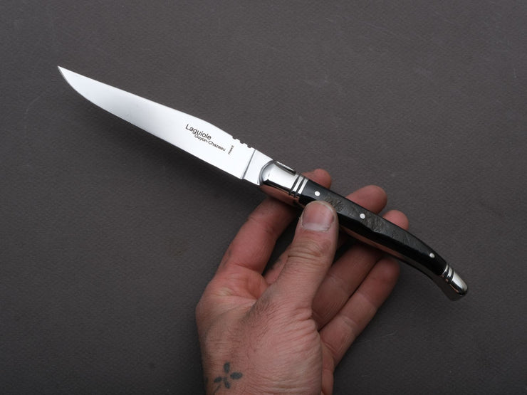 Goyon Chazeau - Steak/Table Knives - Laguiole Prrestige - Black Buffalo Horn Handles - Set of 6