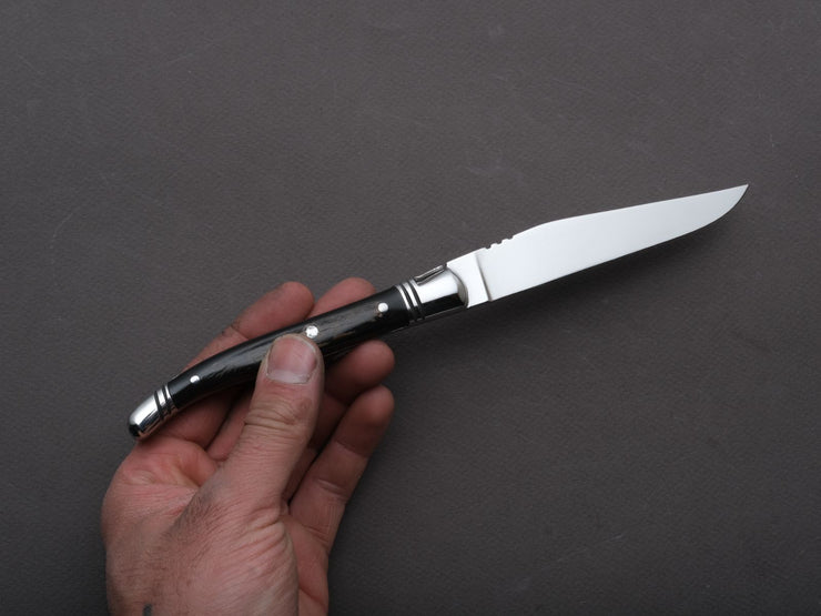 Goyon Chazeau - Steak/Table Knives - Laguiole Prrestige - Black Buffalo Horn Handles - Set of 6