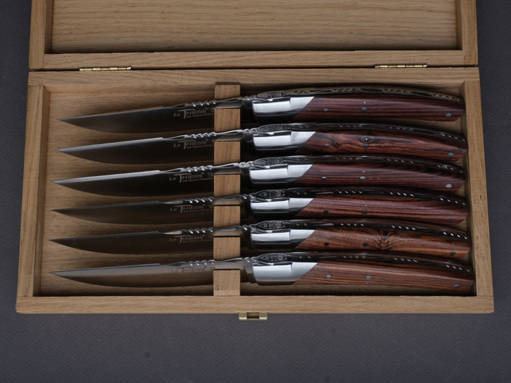 Goyon Chazeau - Steak/Table Knives - Le Thiers Prestige Pirou - Kingwood Handle - Set of 6