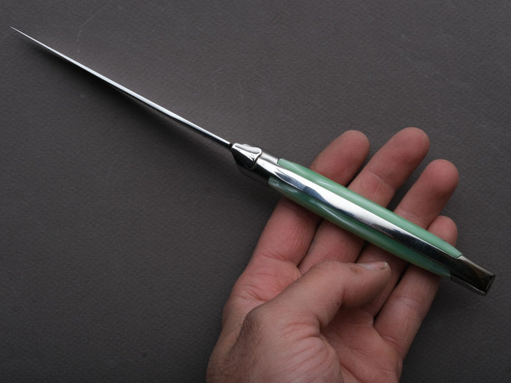 Goyon Chazeau - Steak/Table Knives - Laguiole Klasse G - Pearly Anise Green Acrylic Handle  - Set of 6