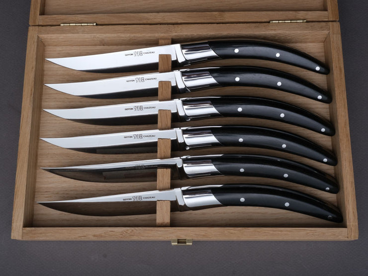 Goyon-Chazeau - Steak/Table Knives - Styl'ver - Ebony Handle - Set of 6