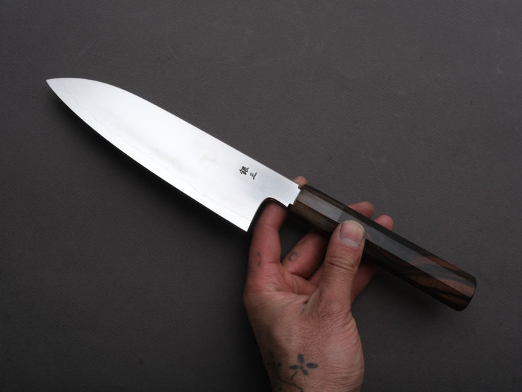 Tetsujin - Ukiba - Silver #3 - Santoku - 180mm - Taihei Makassar Ebony Handle