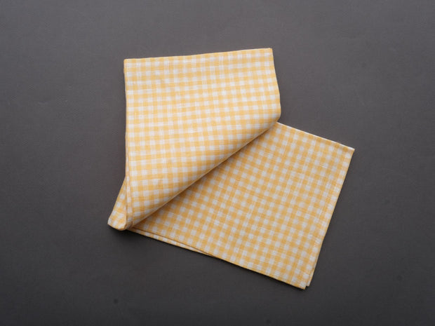 Fog Linen - Linen Kitchen Cloth - "Keily" Yellow + White Check