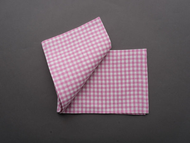 Fog Linen - Linen Kitchen Cloth - "Robin" Pink + White Check