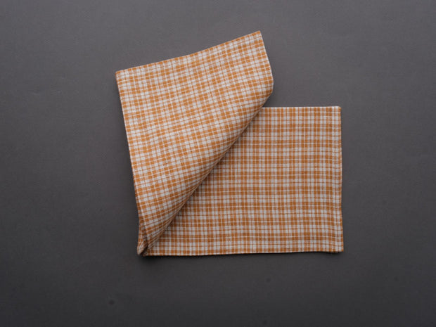 Fog Linen - Linen Kitchen Cloth - "Charlotte" Orange + Natural Check