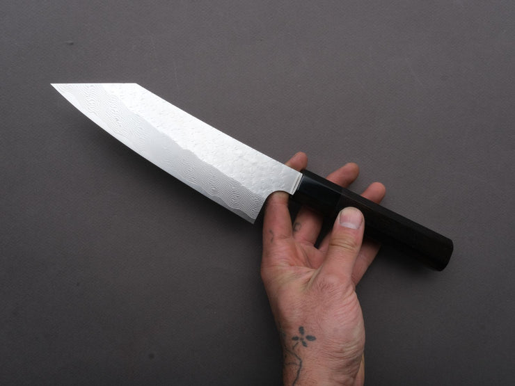 Nigara Hamono - SPG STRIX - Tsuchime Damascus - Bunka - 180mm - Ebony Handle
