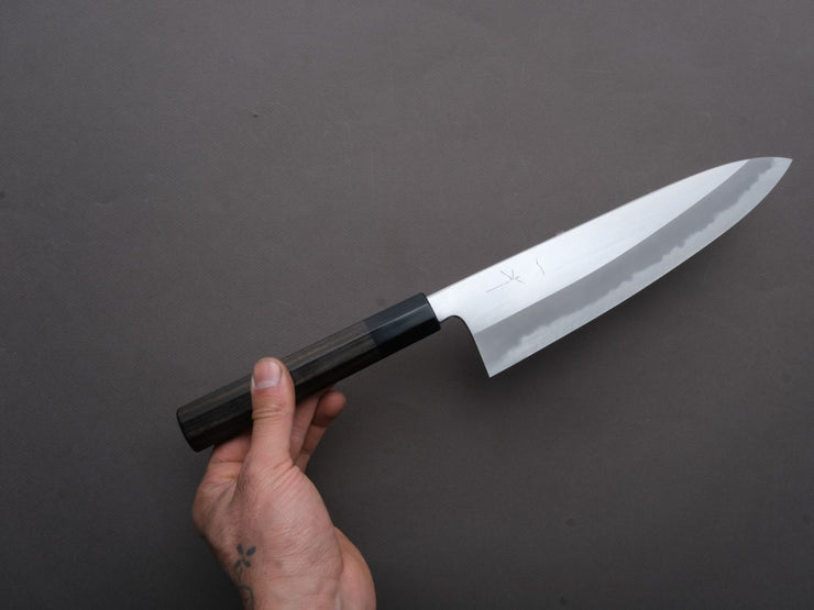 Hitohira - Tanaka x Kyuzo - Blue #1 - Migaki - Gyuto - 240mm - Taihei Ebony Handle (Extra Height)