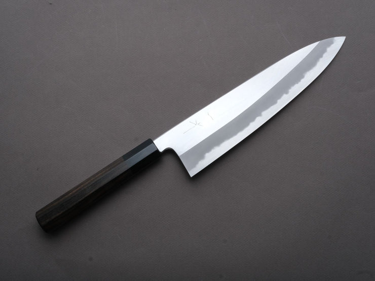 Hitohira - Tanaka x Kyuzo - Blue #1 - Migaki - Gyuto - 240mm - Taihei Ebony Handle (Extra Height)