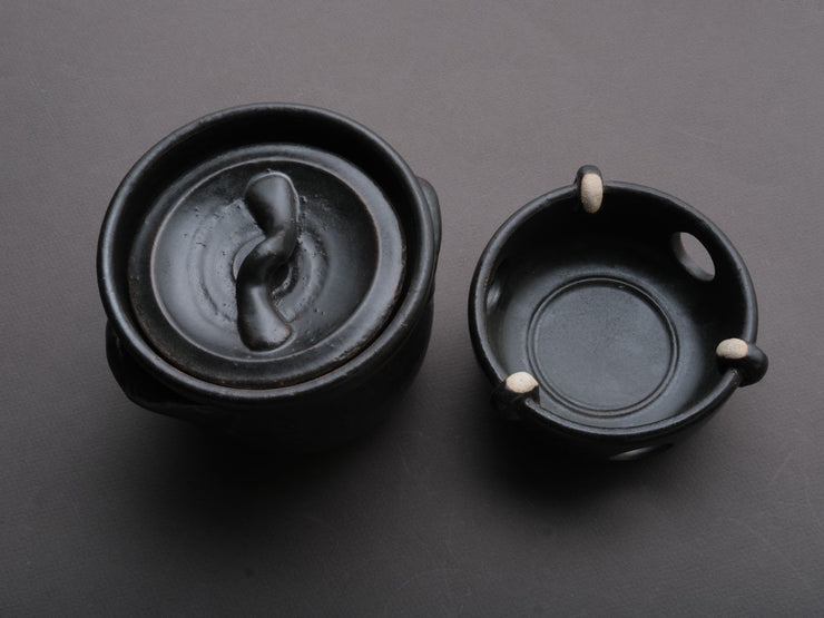 Komon - Banko Ware - Ceramic - Donabe Pot with Base - 1 Gao