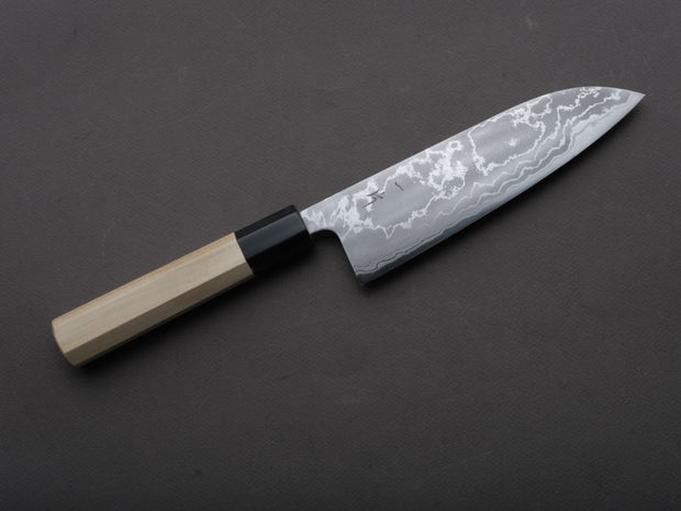 Hitohira - GR - Blue #2 Damascus - 165mm Santoku - Ho Wood Handle