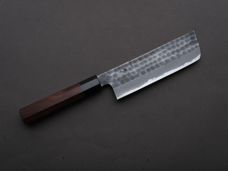 Hitohira - Hinode - White #2 - Stainless Clad - Tsuchime - Nakiri - 165mm - Taihei Rosewood Handle