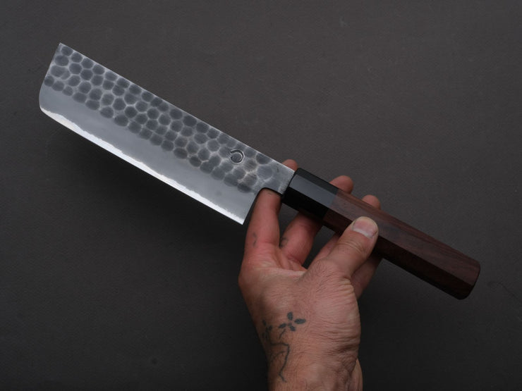 Hitohira - Hinode - White #2 - Stainless Clad - Tsuchime - Nakiri - 165mm - Taihei Rosewood Handle