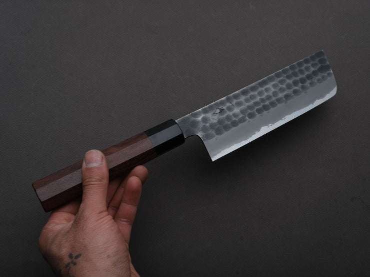 Hitohira - Hinode - White #2 - Stainless Clad - Tsuchime - Nakiri - 165mm - Taihei Rosewood Handle