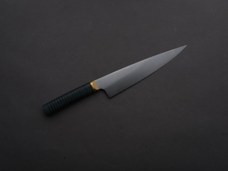 Florentine Kitchen Knives - Stainless - Utility - 200mm - Stacked Green Composite and Black Leather Handle