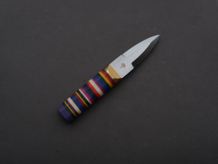 Florentine Kitchen Knives - Oyster Shucker - Stainless - Stacked Multicolor Composite Handle