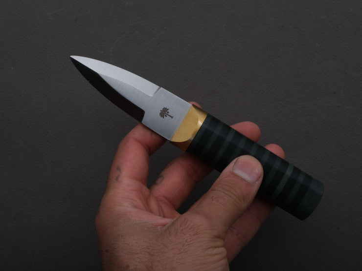 Florentine Kitchen Knives - Oyster Shucker - Stainless - Stacked Green and Black Composite Handle