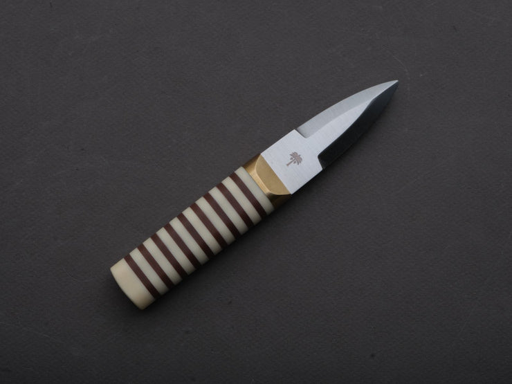 Florentine Kitchen Knives - Oyster Shucker - Stainless - Stacked White and Brown Composite Handle