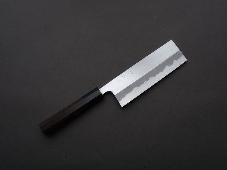 Hitohira - Tanaka Kyuzo - Blue #1 - Migaki - Nakiri - 165mm - Taihei Makassar Ebony Handle (Kaku)