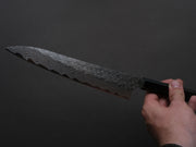 Nigara Hamono - SPG STRIX - Tsuchime Damascus - Sujihiki - 240mm - Ebony Handle