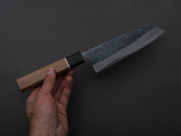 Hitohira - Echizen NB - Kurouchi Damascus - White #2 - Santoku - 170mm - Walnut Handle (ziricote ferrule)