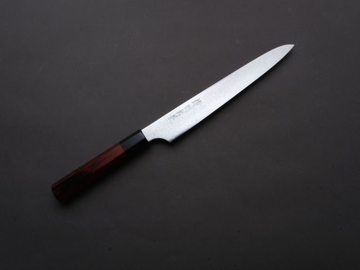 Hitohira - Imojiya TH - Damascus - Sujihiki - 240mm - Red Pakka Handle