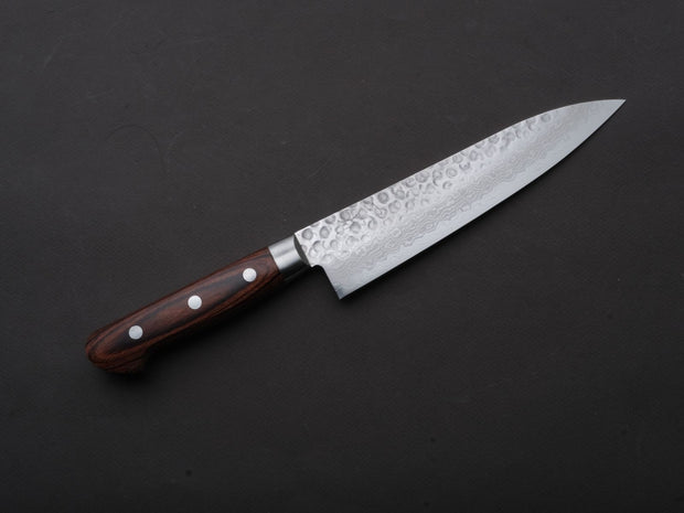 Hitohira - HG - Tsuchime Damascus - Gyuto - 180mm - Imitation Mahogany Handle
