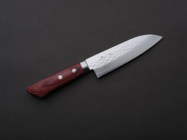 Hitohira - NM - Tsuchime - Santoku - 130mm - Red Pakka Handle