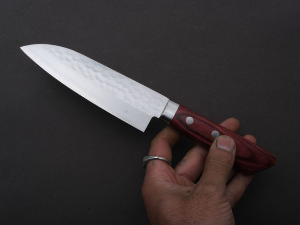 Hitohira - NM - Tsuchime - Santoku - 130mm - Red Pakka Handle