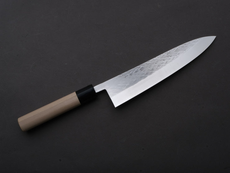 Hitohira - TD - SLD - Stainless Clad - Tsuchime - Gyuto - 210mm - Magnolia Wood Handle