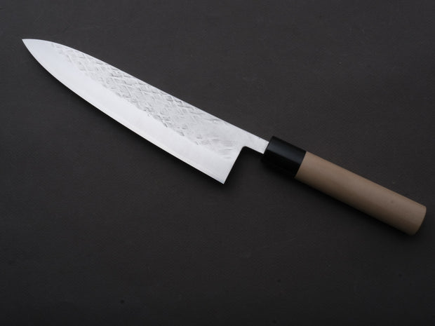 Hitohira - TD - SLD - Stainless Clad - Tsuchime - Gyuto - 210mm - Magnolia Wood Handle