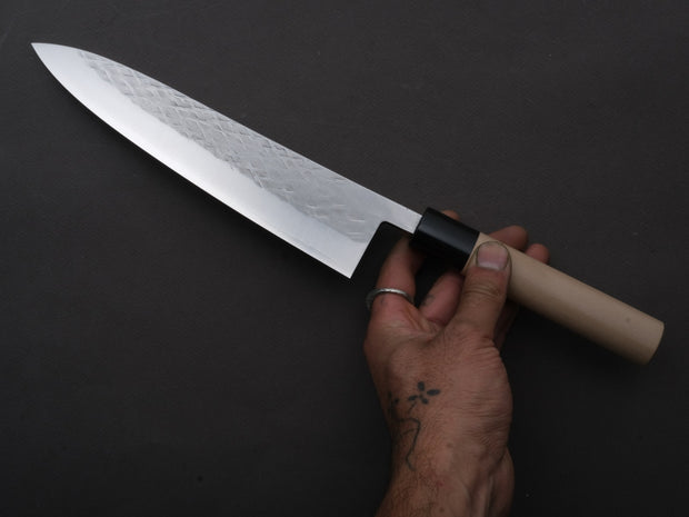 Hitohira - TD - SLD - Stainless Clad - Tsuchime - Gyuto - 210mm - Magnolia Wood Handle