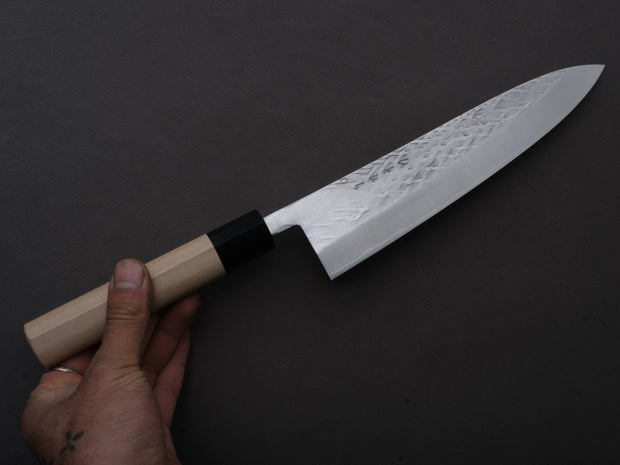 Hitohira - TD - SLD - Stainless Clad - Tsuchime - Gyuto - 210mm - Magnolia Wood Handle