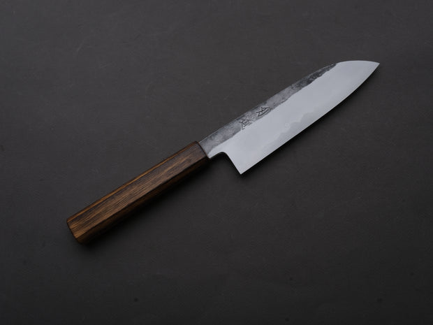 HADO - Kirisame - White #1 Stainless Clad - Nashiji - Santoku - 180mm - Scorched Oak Handle