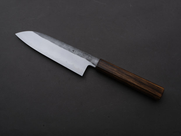 HADO - Kirisame - White #1 Stainless Clad - Nashiji - Santoku - 180mm - Scorched Oak Handle