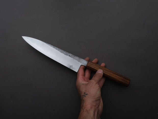 HADO - Kirisame - White #1 Stainless Clad - Nashiji - Gyuto - 210mm - Scorched Oak Handle