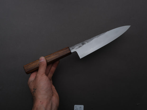 HADO - Kirisame - White #1 Stainless Clad - Nashiji - Gyuto - 210mm - Scorched Oak Handle