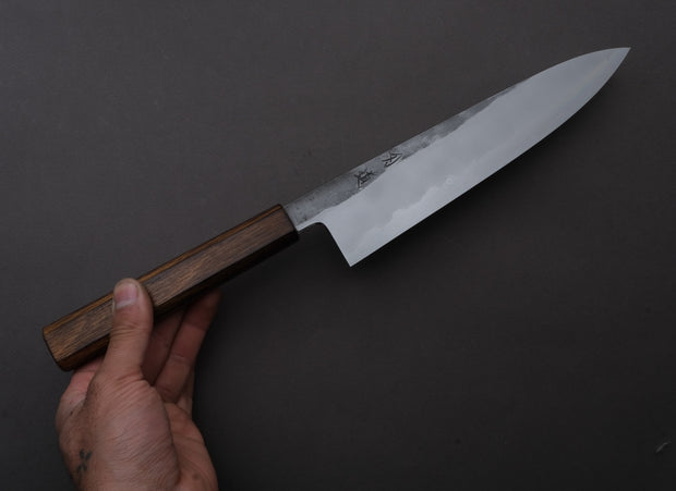 HADO - Kirisame - White #1 Stainless Clad - Nashiji - Gyuto - 240mm - Scorched Oak Handle