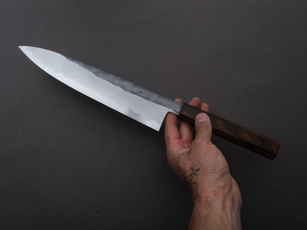 HADO - Kirisame - White #1 Stainless Clad - Nashiji - Gyuto - 240mm - Scorched Oak Handle