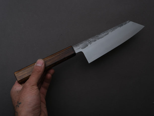 HADO - Kirisame - White #1 Stainless Clad - Nashiji - Bunka - 180mm - Scorched Oak Handle