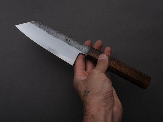 HADO - Kirisame - White #1 Stainless Clad - Nashiji - Ko Bunka - 135mm - Scorched Oak Handle
