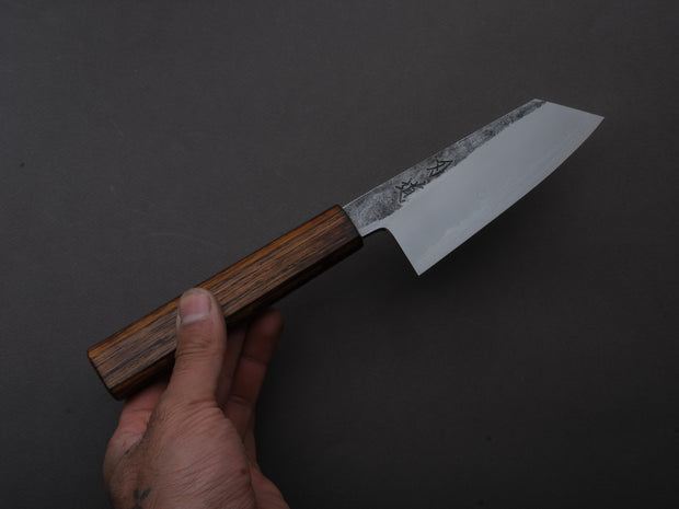 HADO - Kirisame - White #1 Stainless Clad - Nashiji - Ko Bunka - 135mm - Scorched Oak Handle