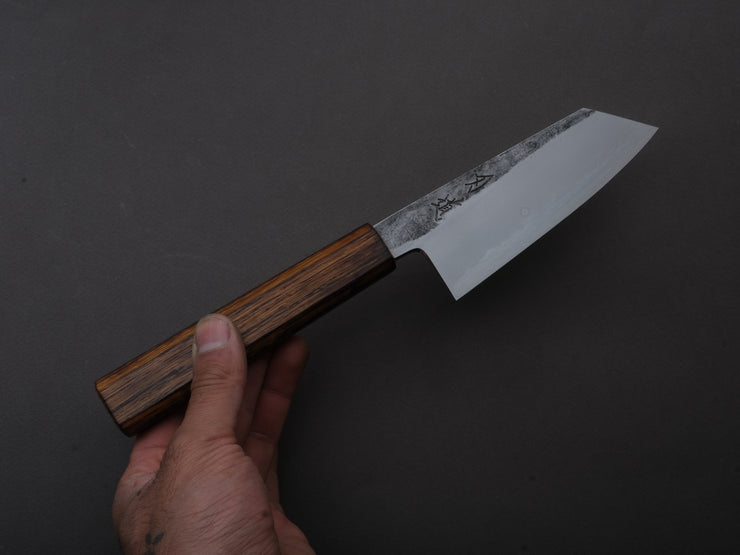 HADO - Kirisame - White #1 Stainless Clad - Nashiji - Ko Bunka - 135mm - Scorched Oak Handle