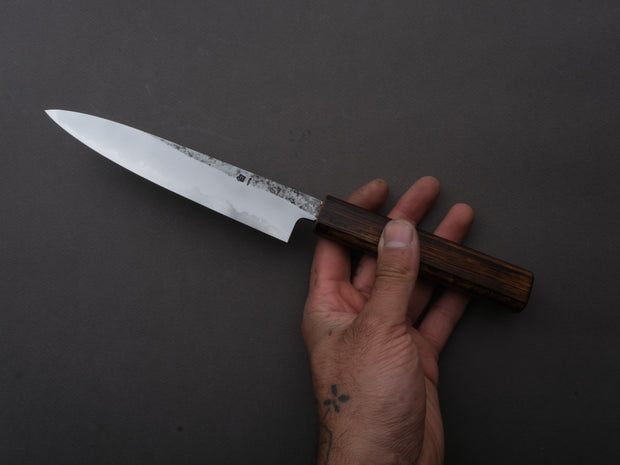 HADO - Kirisame - White #1 Stainless Clad - Nashiji - Petty - 150mm - Scorched Oak Handle