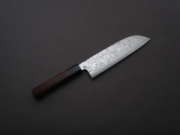 Yoshida Hamono - ZDP189 - Damascus - Santoku - 180mm - Rosewood Handle